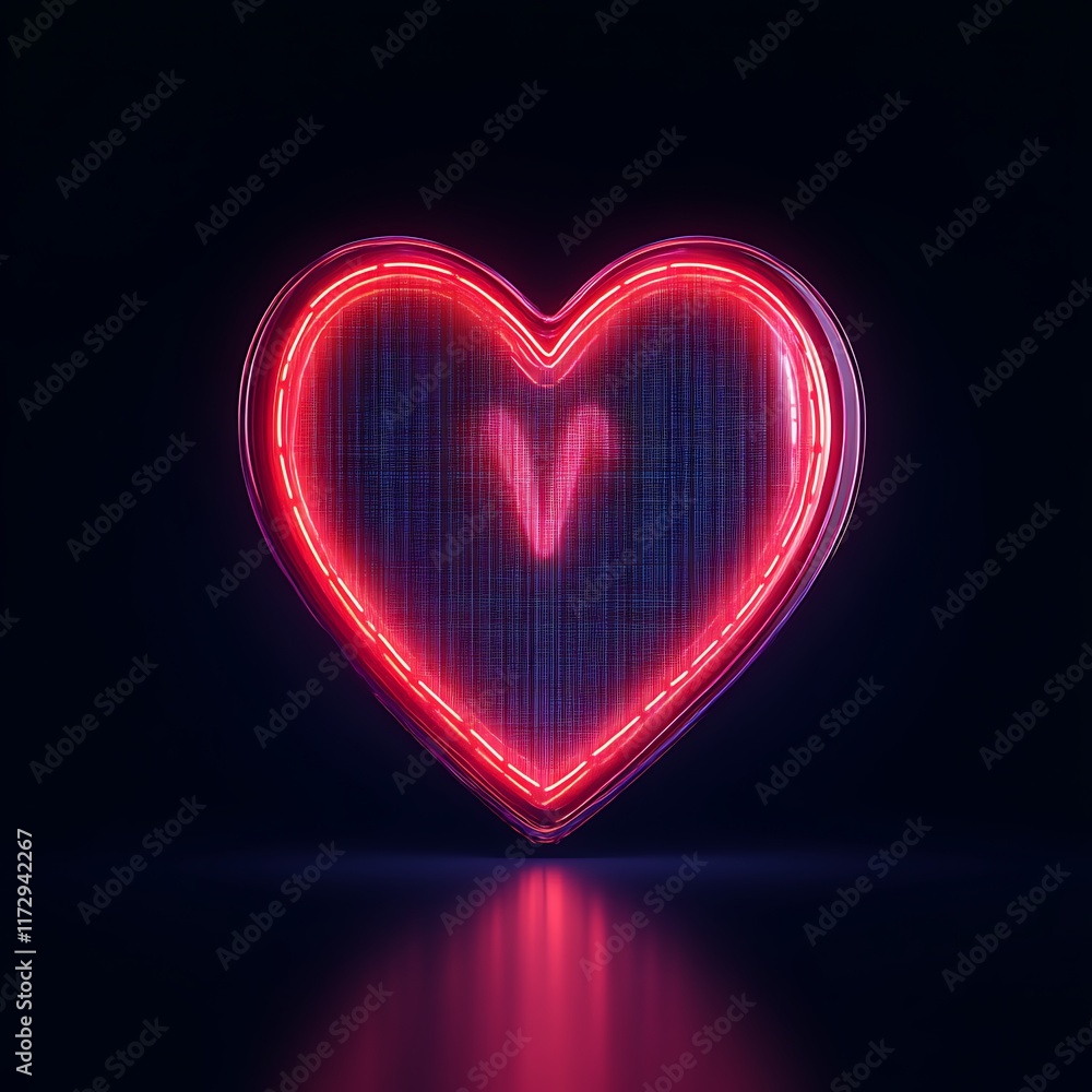 Neon Heart Displaying a V Shaped Design