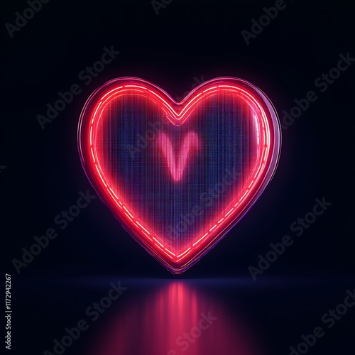 Obraz na płótnie Neon Heart Displaying a V Shaped Design w salonie