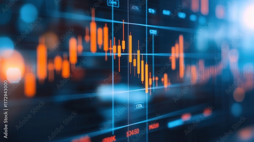 Abstract financial data visualization with stock market trends Abstract financial data visualization with stock market trends