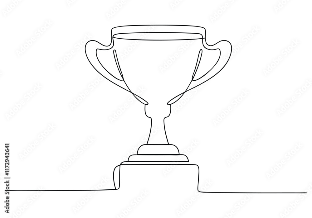 Continuous One-Line Drawing of an Award Trophy - Minimalist Achievement Art Continuous One-Line Drawing of an Award Trophy - Minimalist Achievement Art