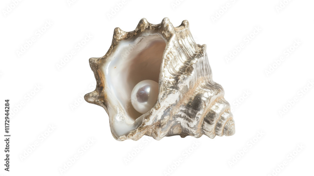 A Close-Up Image of a Small Conch Shell with a Beautiful Pearly Interior, Ideal for Nature and Marine Life Designs or Educational Materials. A Close-Up Image of a Small Conch Shell with a Beautiful Pearly Interior, Ideal for Nature and Marine Life Designs or Educational Materials.