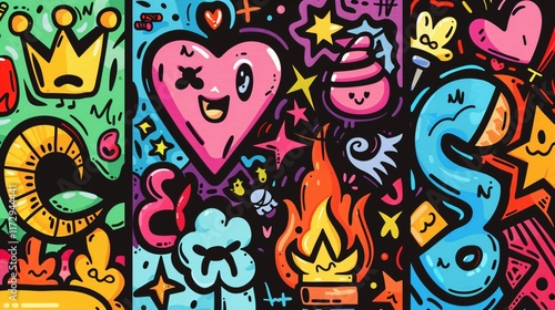 Vibrant Colorful Graffiti Spray Pattern on Bright Street