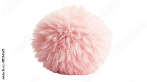 A Small Fluffy Pom-Pom in Pastel Pink on a White Background Perfect for Craft Projects and Cute Designs.