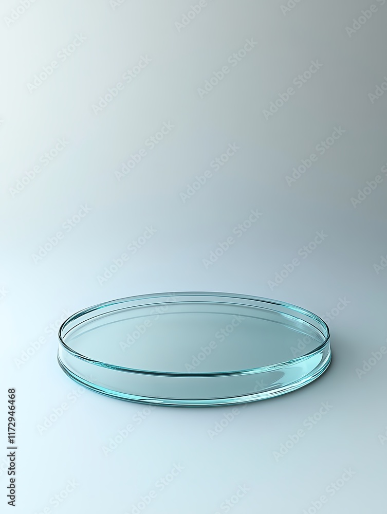 Clear petri dish on minimalistic surface Clear petri dish on minimalistic surface