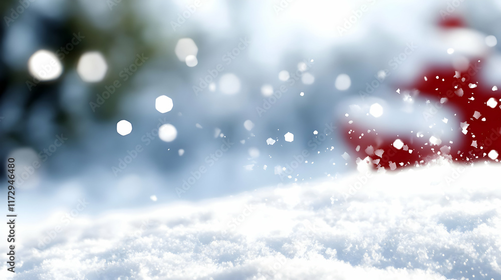 Winter wonderland Snow falling on a snowy ground with blurred background suitable for winter holiday cards or websites Winter wonderland Snow falling on a snowy ground with blurred background suitable for winter holiday cards or websites