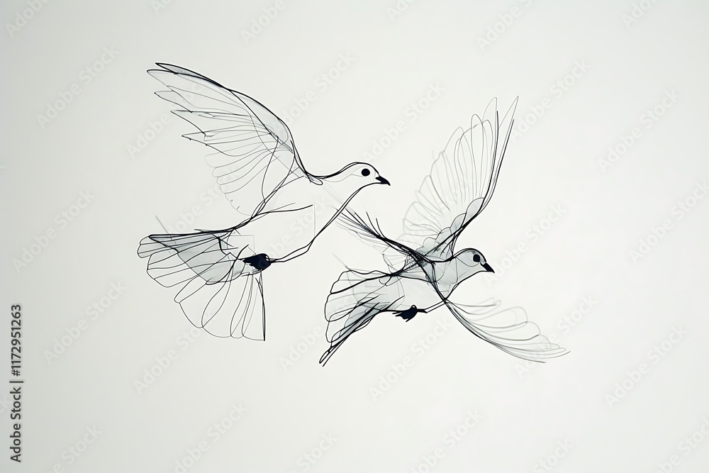 Fototapeta premium doves flying towards each other
