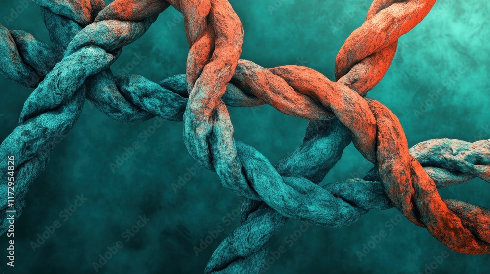 The concept of Collaborative Innovation in vibrant coral and teal colors The concept of Collaborative Innovation in vibrant coral and teal colors