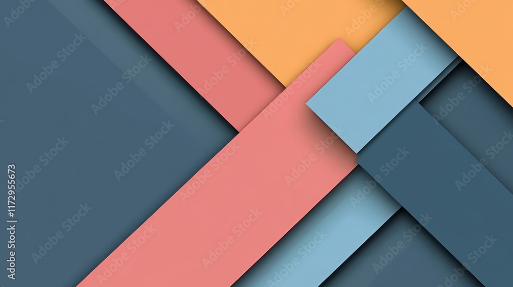 Abstract geometric composition featuring layered shapes in various colors. Abstract geometric composition featuring layered shapes in various colors.