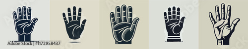 vector set of five fingers silhouettes