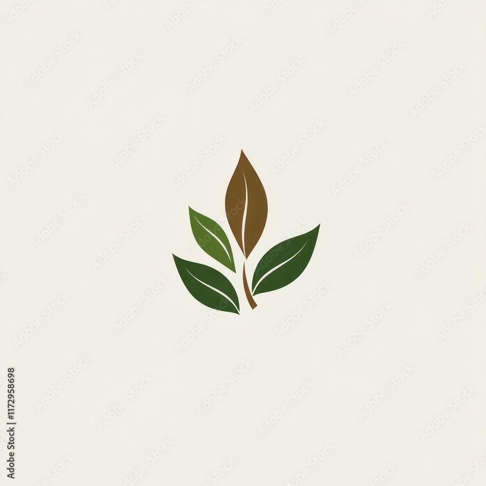 Simple stylized leaf design three leaves and stem Simple stylized leaf design three leaves and stem