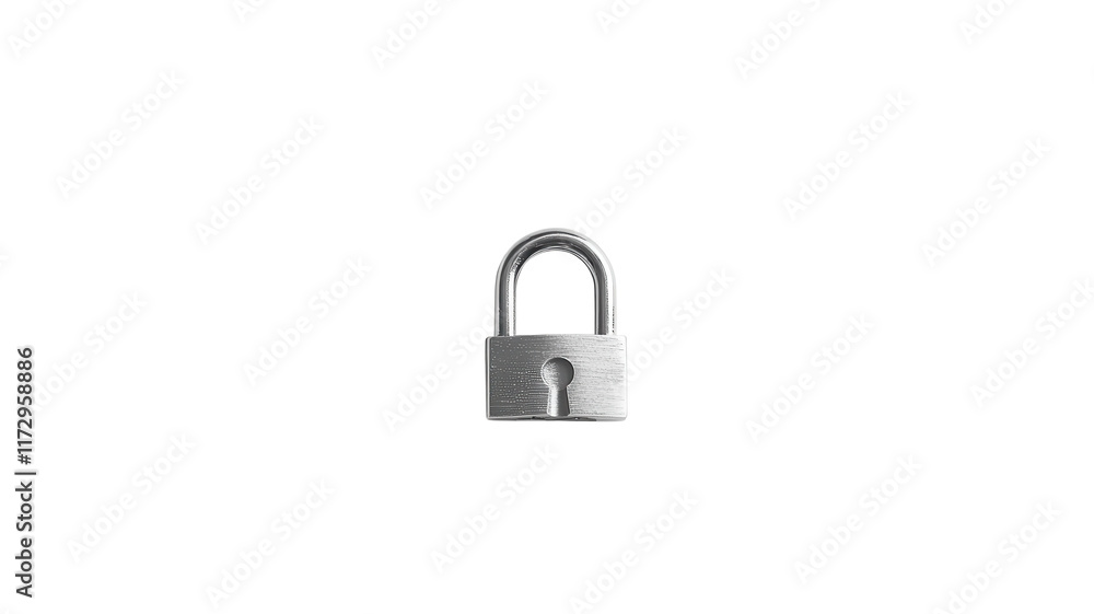 Detailed Close-Up Image of a Small Silver Padlock with Key Inserted, Perfect for Security-Related Projects and Illustrations. Detailed Close-Up Image of a Small Silver Padlock with Key Inserted, Perfect for Security-Related Projects and Illustrations.