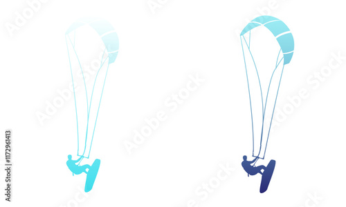 kiteboarder kitesurfer silhouetted kitesurf kiteboard graphic vector illustration