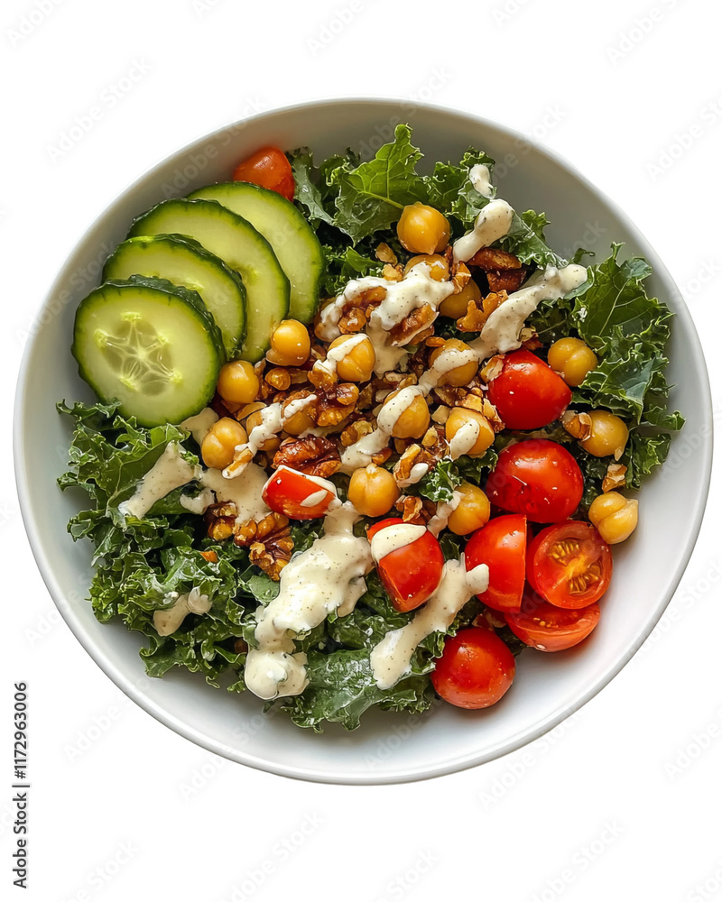 Kale Chickpea Salad Bowl: A vibrant and healthy kale chickpea salad bowl, featuring roasted chickpeas, cherry tomatoes, cucumber, and a creamy dressing. Perfect for a light lunch or dinner.