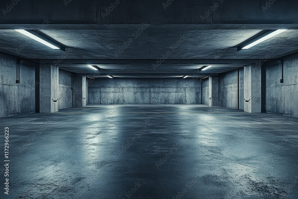 Dark Industrial Tunnel with Neon Lights Dark Industrial Tunnel with Neon Lights