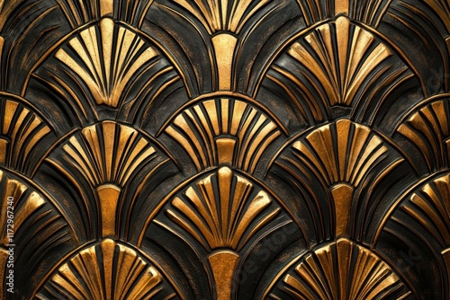 Ornate Gold and Black Art Deco Panel Design