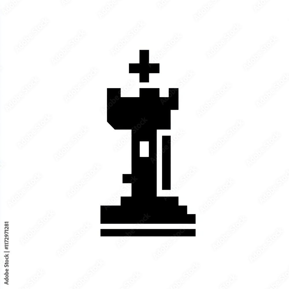 Pixelated Chess Rook Tower Design Icon Pixelated Chess Rook Tower Design Icon