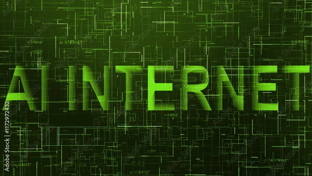 Obraz premium AI internet text technology data line green