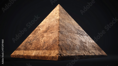 A weathered stone pyramid against a dark background. photo