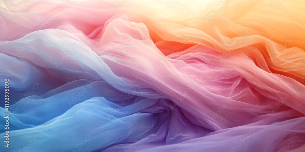 Fototapeta premium Ethereal Pastel Gradient Sheer Fabric Texture with Natural Draping