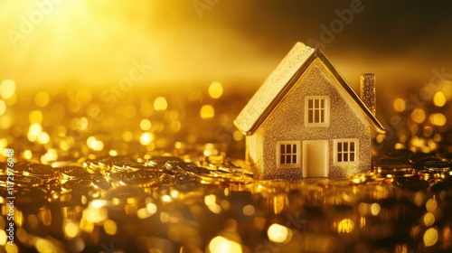 Wallpaper Mural Gold real estate house investment property business on golden background Torontodigital.ca