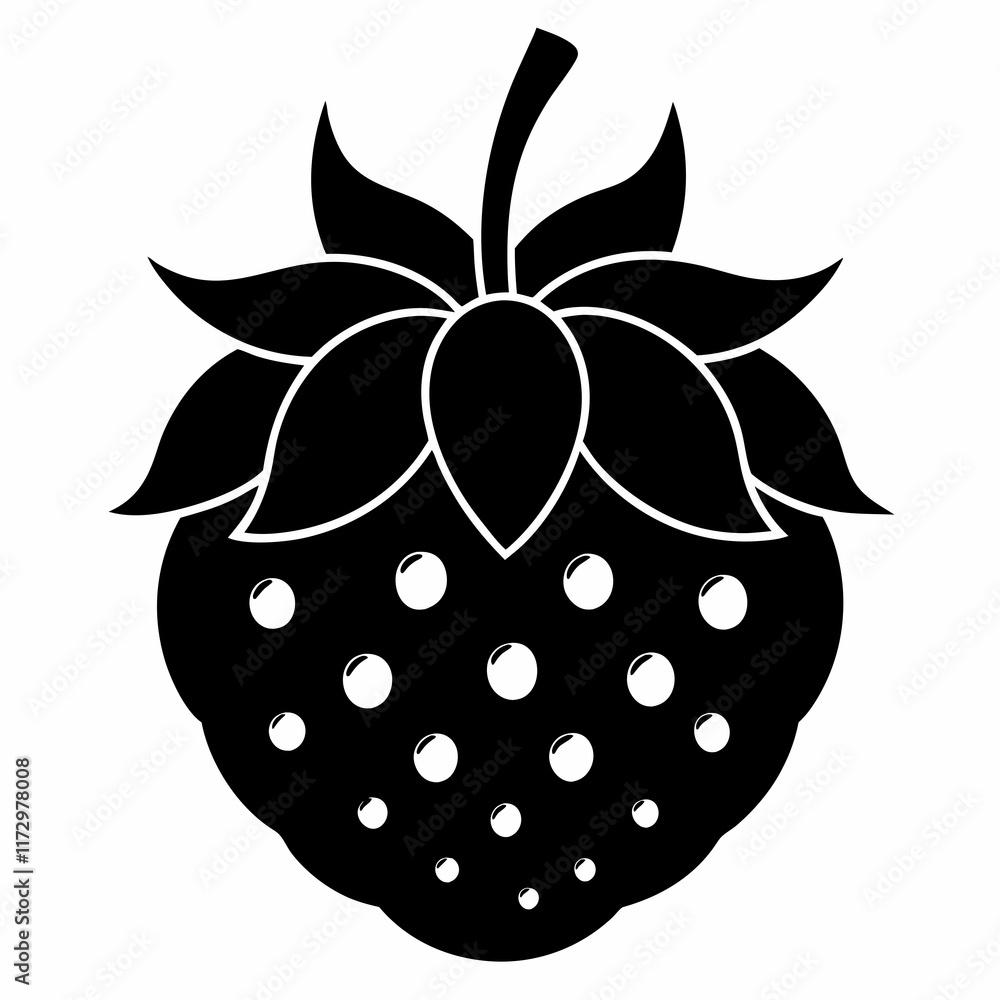 Thimbleberry Fruit in Black Silhouette Vector Illustration Thimbleberry Fruit in Black Silhouette Vector Illustration