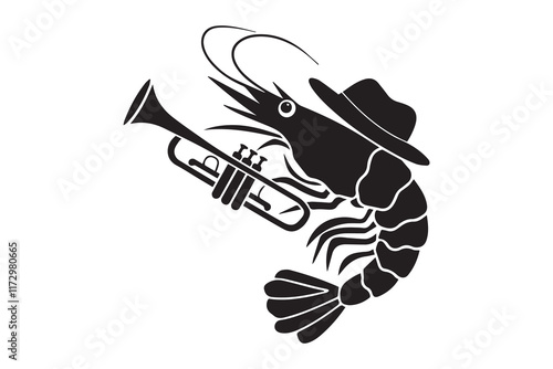 Shrimp silhouette and vector