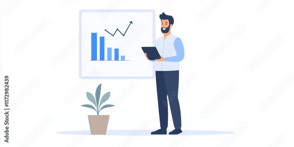 A professional man analyzing data with a tablet in a modern office setting. A professional man analyzing data with a tablet in a modern office setting.