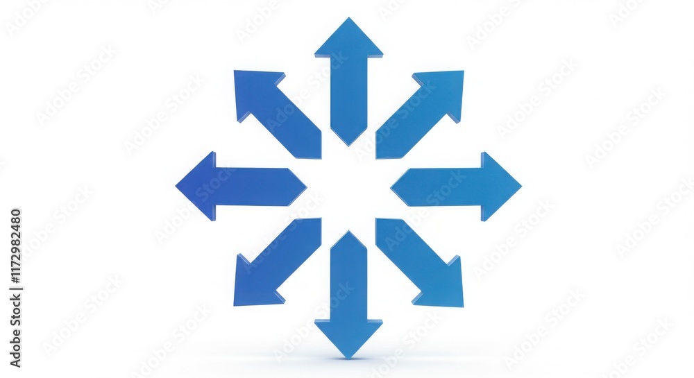 Blue Arrows Pointing Outward in Eight Directions
