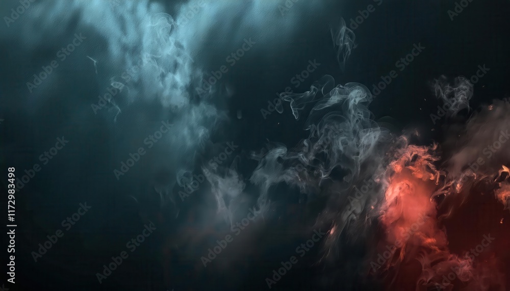 Abstract Smoke in Blue and Fiery Red Tones Creating a Mystic, Ethereal Contrast of Opposing Elements for Creative Design or Inspiration Abstract Smoke in Blue and Fiery Red Tones Creating a Mystic, Ethereal Contrast of Opposing Elements for Creative Design or Inspiration