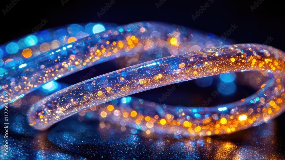Fototapeta premium Glitter abstract background concept. Vibrant abstract art with shimmering threads of light and color in a stunning macro shot.