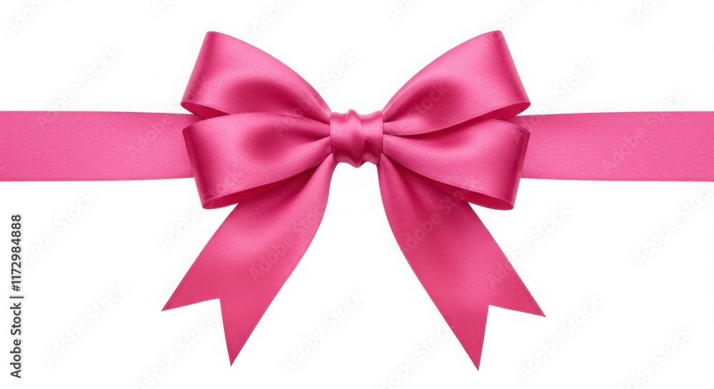 Pink Satin Ribbon Bow Isolated on White Background Pink Satin Ribbon Bow Isolated on White Background