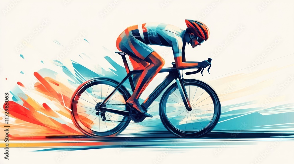 Fototapeta premium Cyclist in dynamic pose, road bike, speed, motion blur.