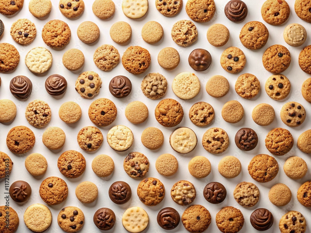 Obraz premium Minimalist Pattern Background of Delicious Assorted Cookies - Stock Photo
