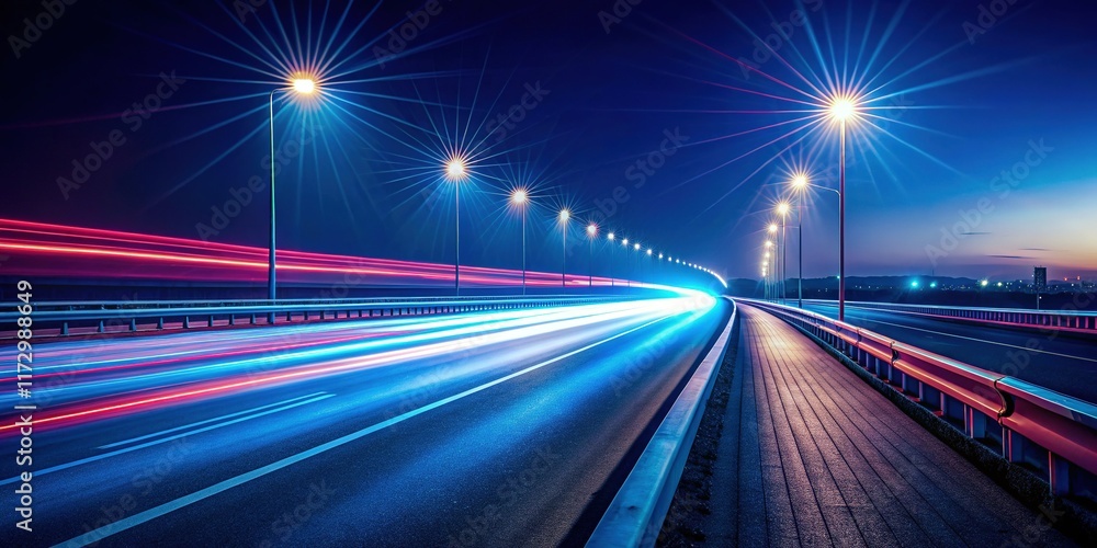 Minimalist Night Highway Light Trails: Abstract Long Exposure Photography Minimalist Night Highway Light Trails: Abstract Long Exposure Photography