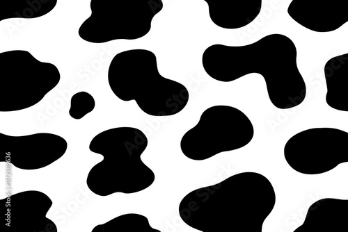 Print texture cow white black spot repeated seamless pattern