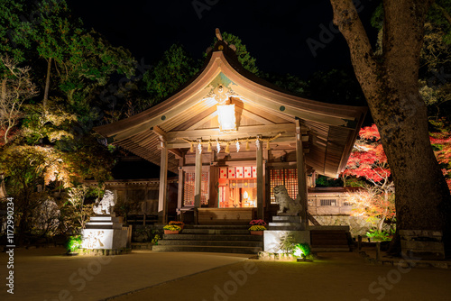 ライトアップされた秋の宝満宮 竈門神社　福岡県太宰府市　Homangu Shrine illuminated in autumn Kamado Shrine. Fukuoka Pref, Dazaifu City. photo