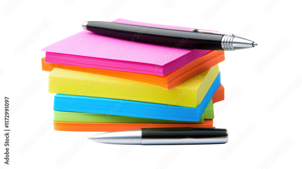 A Stack of Bright Colored Sticky Notes Perfect for Organizing Ideas and Boosting Productivity in Creative Workspaces. A Stack of Bright Colored Sticky Notes Perfect for Organizing Ideas and Boosting Productivity in Creative Workspaces.