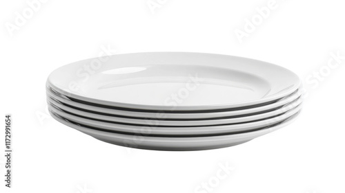 Obraz na płótnie A Stack of Clean White Dinner Plates on a White Surface Perfect for Food Photography, Culinary Displays, or Table Setting Inspirations. w salonie