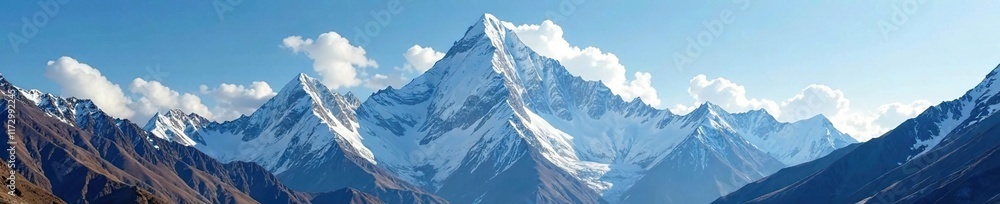Obraz premium Snow capped Himalayan peak where Ganges originates, river origins, alpine landscape