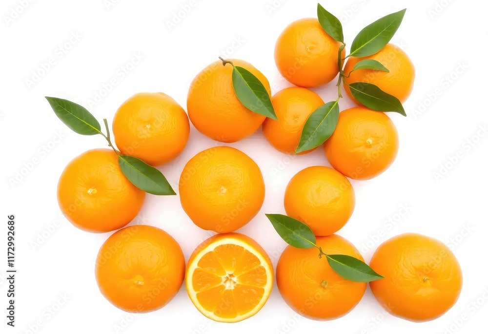 A group of fresh, juicy oranges arranged neatly A group of fresh, juicy oranges arranged neatly