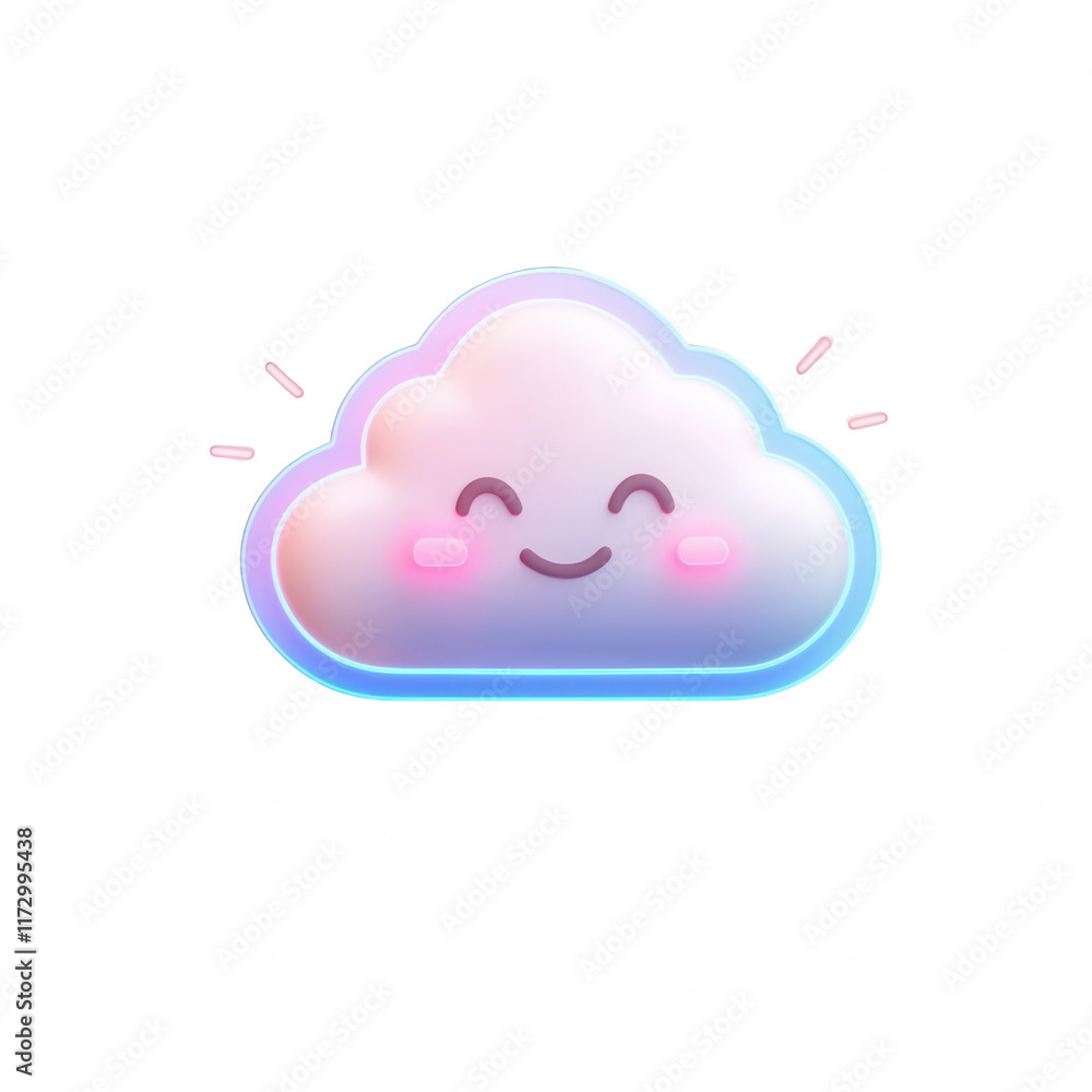 A whimsical smiling cloud illustration adding joy to any design or project., isolated on a transparent background. A whimsical smiling cloud illustration adding joy to any design or project., isolated on a transparent background.