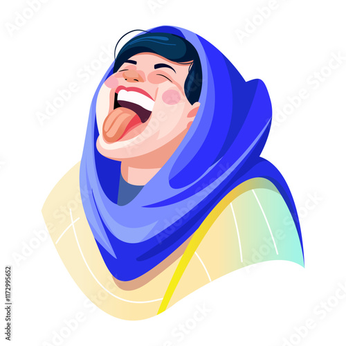 A flat illustration of  character making mocking face 

