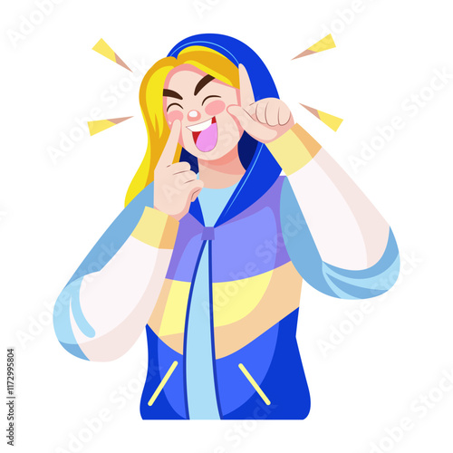 A flat style illustration of laughing character 