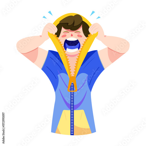 A flat illustration of screaming character 

