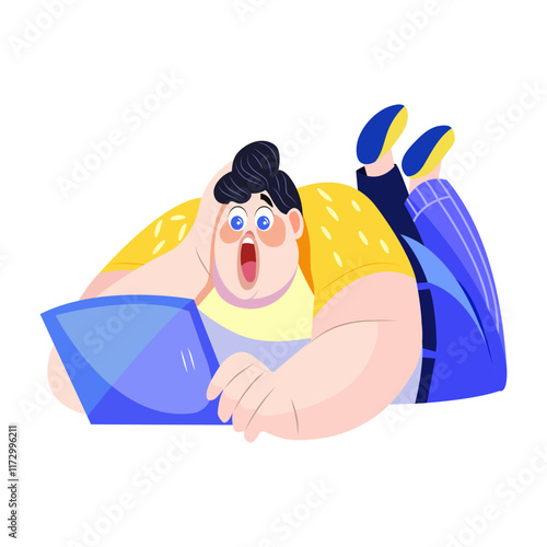 A flat illustration of surprised character 
