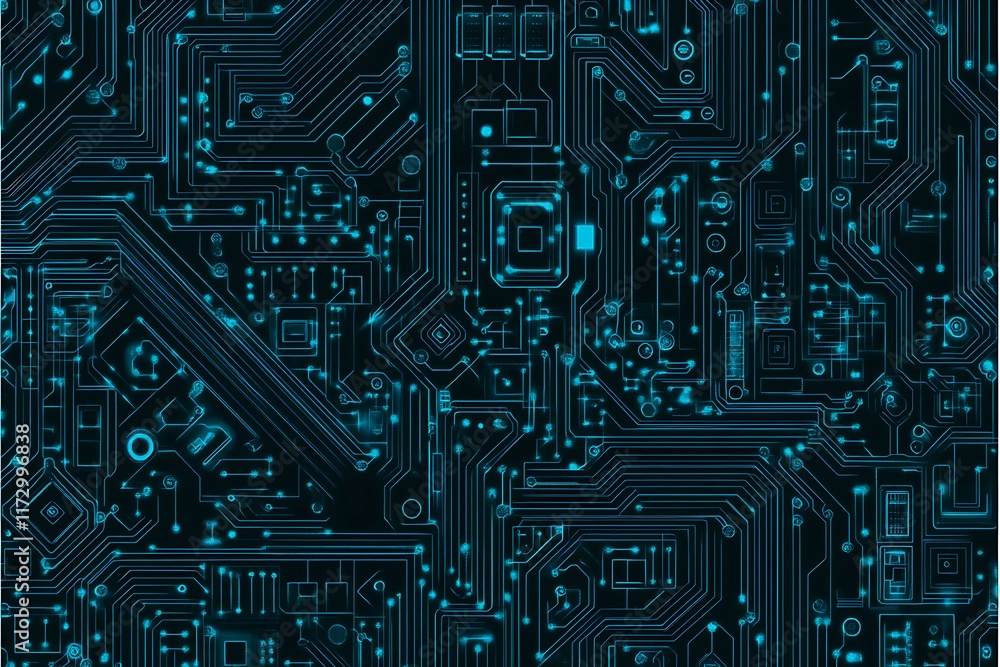 Abstract close-up of a glowing blue digital circuit board, showcasing intricate connections and technological design on a black background.
Abstract close-up of a glowing blue digital circuit board, showcasing intricate connections and technological design on a black background.