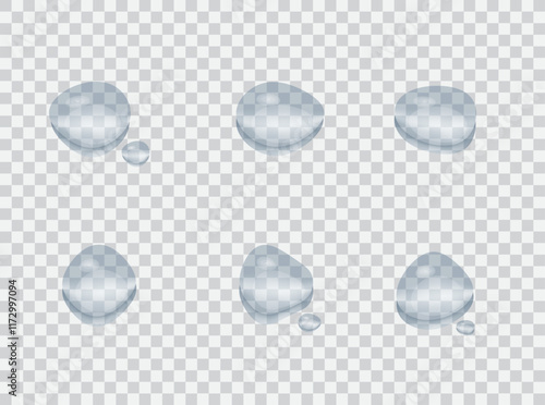 set of clear waterdrop splash on background