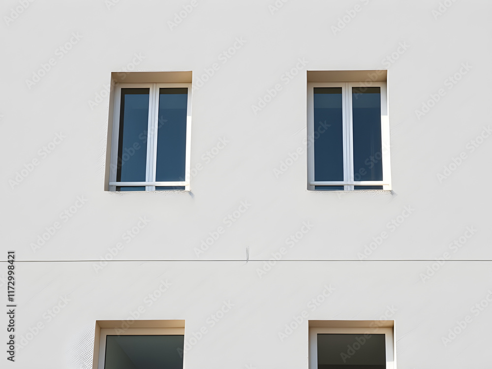 Modern Minimalist Building Exterior with White Facade and Windows Modern Minimalist Building Exterior with White Facade and Windows