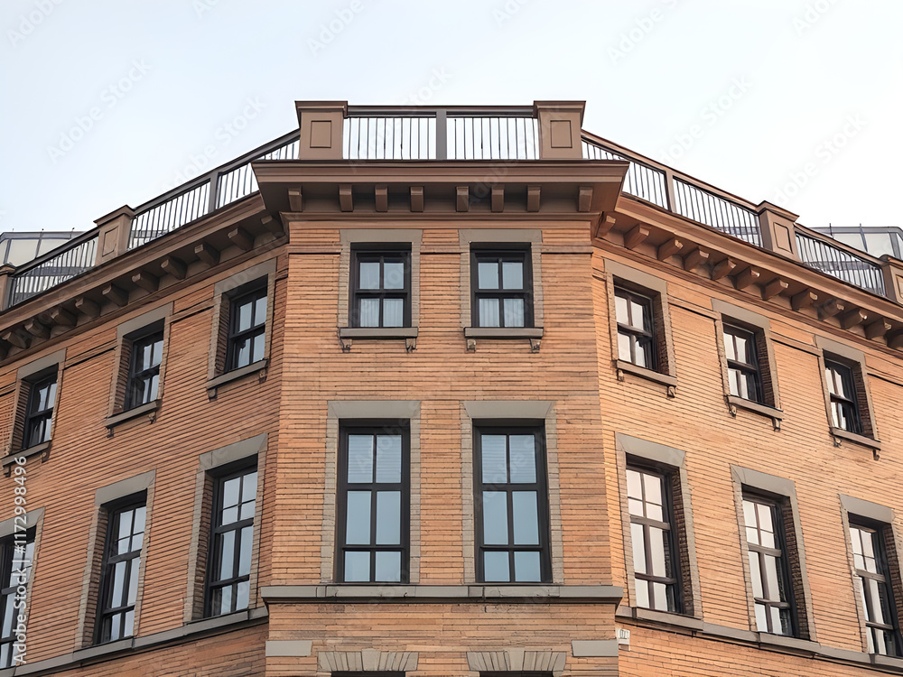 Fototapeta premium Modern Minimalist Building Exterior with White Facade and Windows