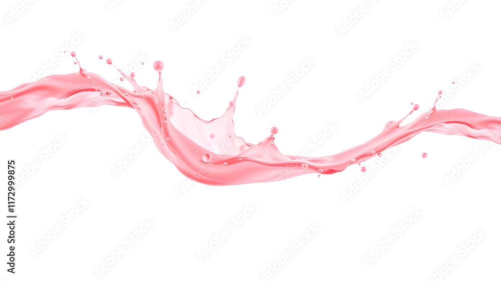 Pink juice splash, isolated on white background. Liquid splash wave, flowing stream of healthy pink smoothie. Generative AI Pink juice splash, isolated on white background. Liquid splash wave, flowing stream of healthy pink smoothie. Generative AI